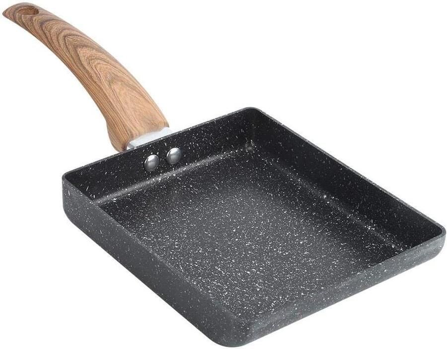 Omelet Pan Koekenpan Ei Ontbijt Maken Nonstick Vierkant 20 cm Zwart