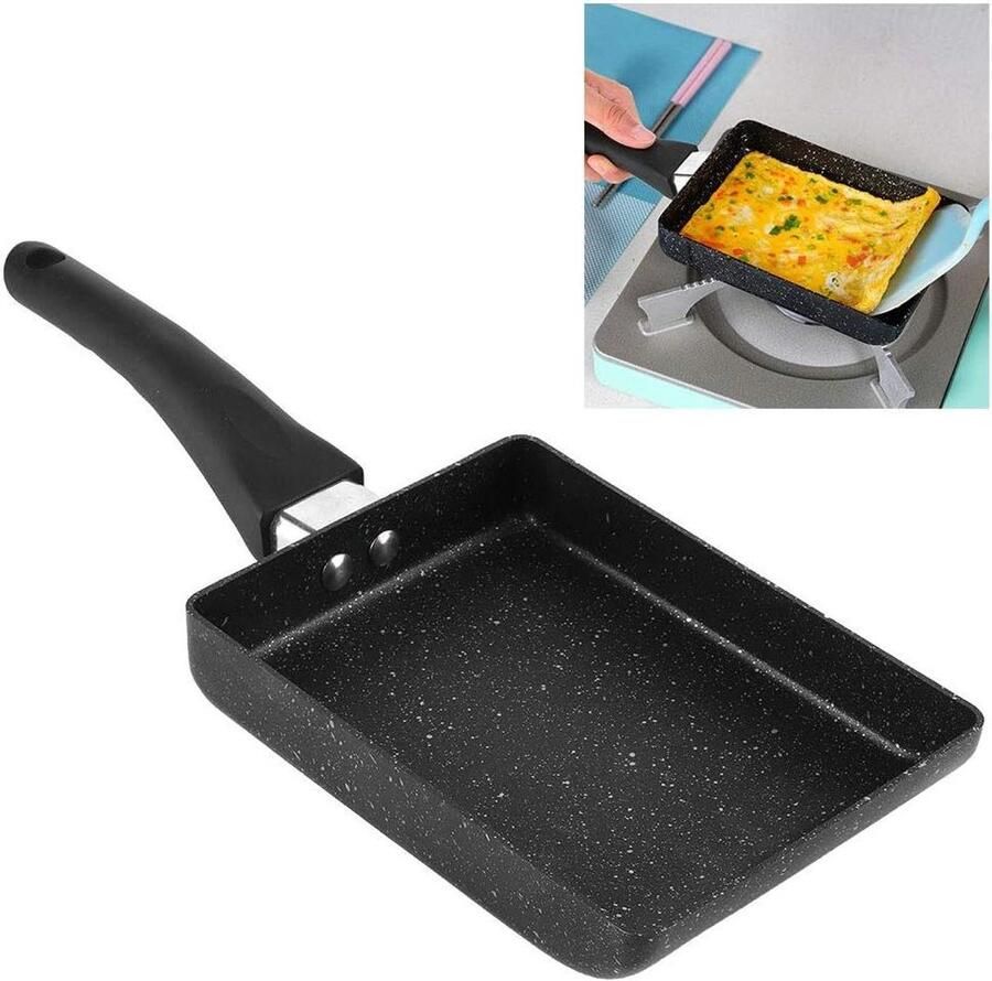 Omelet Pan Koekenpan Koekepan Ontbijt Maken Non-stick Coating 13.5 x 18.5 cm Zwart