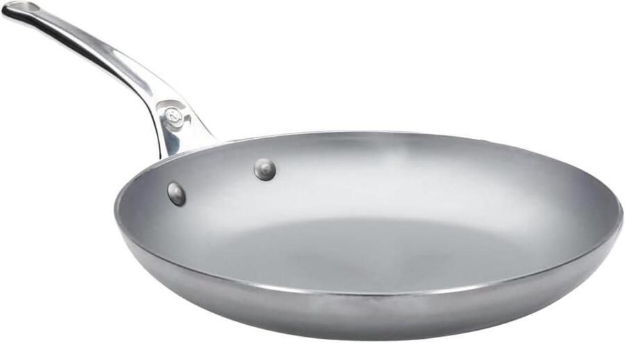 Omelet Pan Koekenpan Koolstofstaal Perfecte Omeletten Bakken Natuurlijk Antiaanbak 28 cm Diameter Zilver