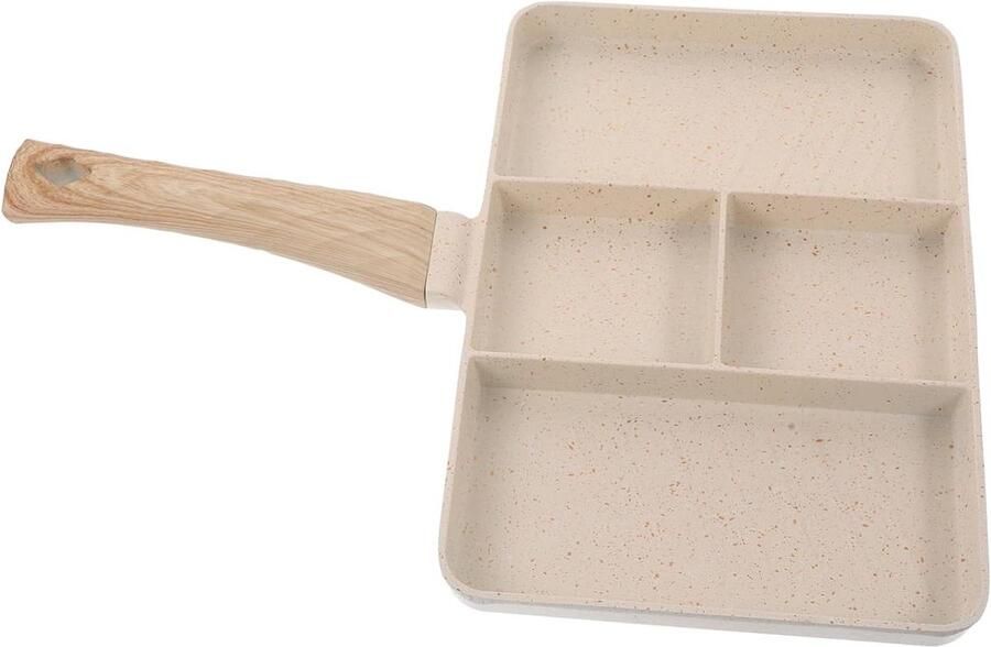 Omelet Pan Koekenpan Ontbijt Maken Multi-sectie Ontwerp 35 cm Beige