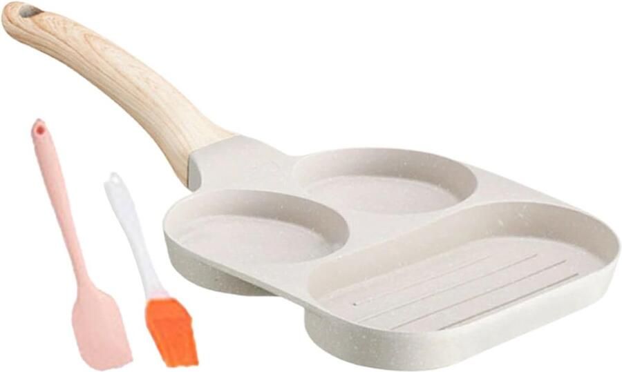 Omeletpan Antiaanbak Ontbijt Pan Eenvoudig Bakken Drie Kookzones 19 cm Zwart