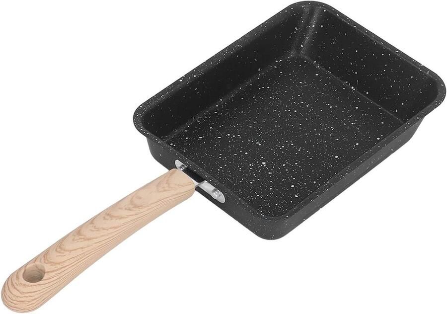 Omelet Pan Koekenpan Rechthoekig Ontbijt Maken Antiaanbaklaag 14.6 cm breed Zwart