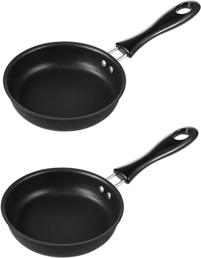 Omelet Pan Koekenpan Set Ontbijt Maken Anti-aanbak Coating 2 Stuks Zwart
