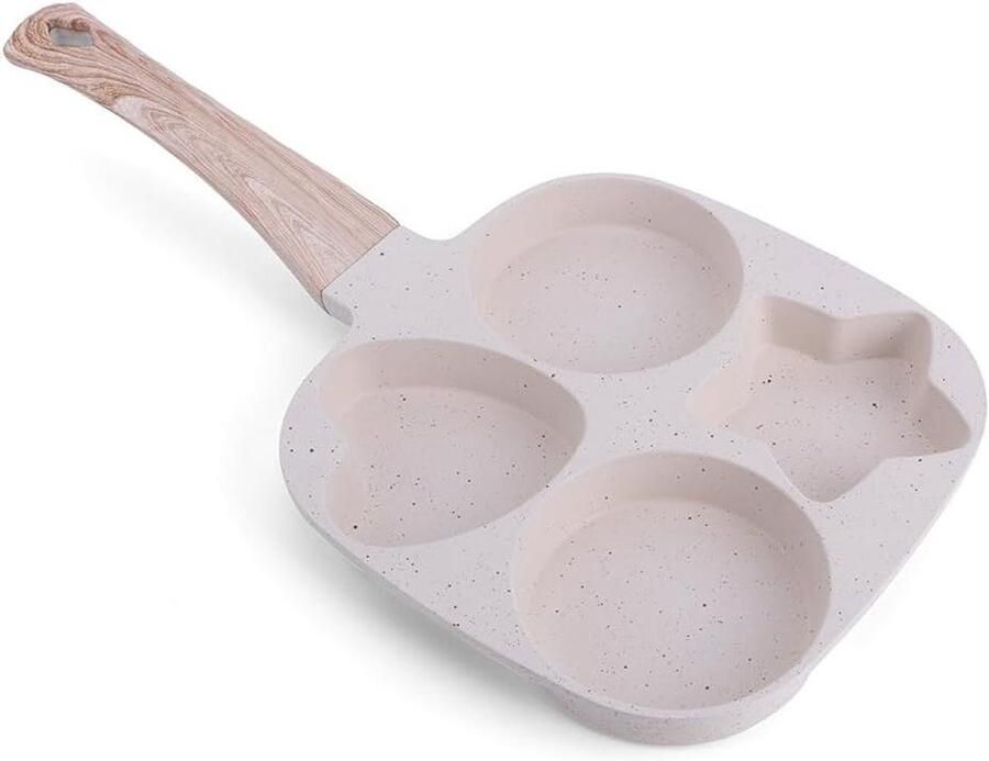Omelet Pan Koekenpan Verdeeld Ontbijt Bakken Graniet Coating 4 Vaks Zwart