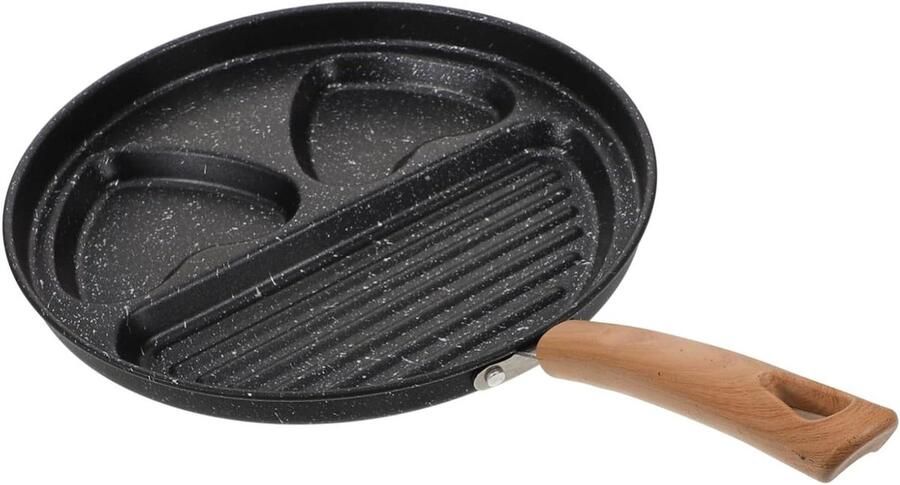 Omelet Pan Koekenpan Wafel Ontbijt Maken Vier Delige Bakplaat Mini Formaat Zwart