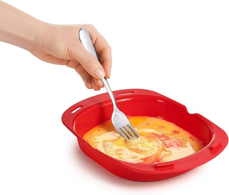 Omelet Pan Omelet Maker Magnetron Koken Inklapbaar Ontwerp 24.3 cm x 19.9 cm Rood
