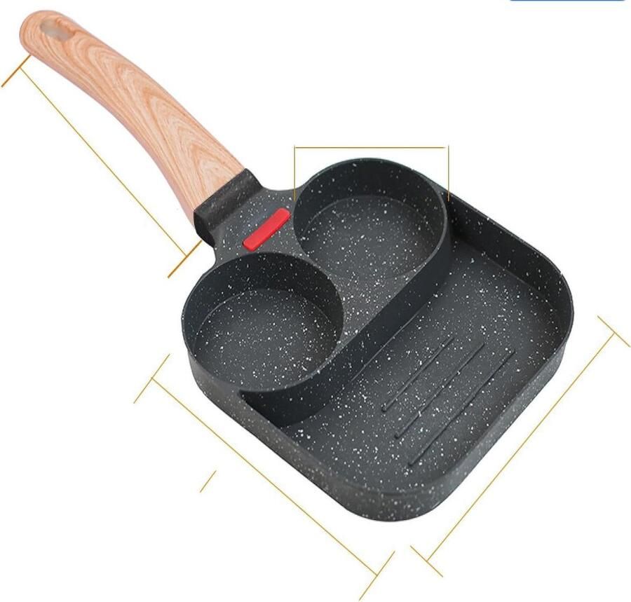 Omelet Pan Ontbijt Pan Lekker Ontbijten Antiaanbaklaag Drie Gaten Zwart
