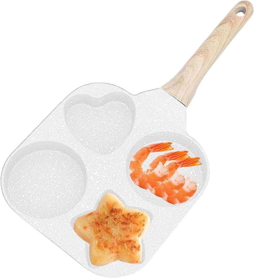 Omelet Pan Ontbijt Pan Snelle Maaltijden Vier Vormen 18cm Breed Wit