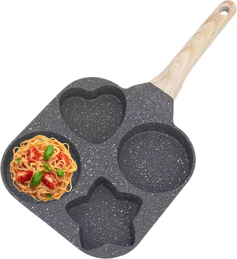 Omelet Pan Ontbijt Vorm Ontbijt Maken Vier Vormen 18 cm Zwart