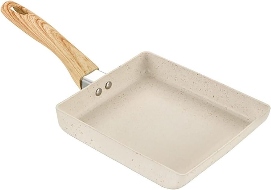 Omelet Pan Tamagoyaki Koekenpan Ontbijt Maken Antiaanbaklaag 18x15 cm Beige