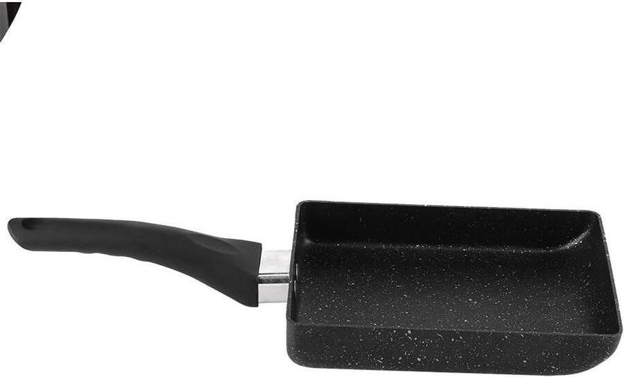 Omelet Pan Tamagoyaki Pan Ei Pan Ontbijt Maken Steen Antiaanbaklaag 13.5 x 18.5 cm Zwart