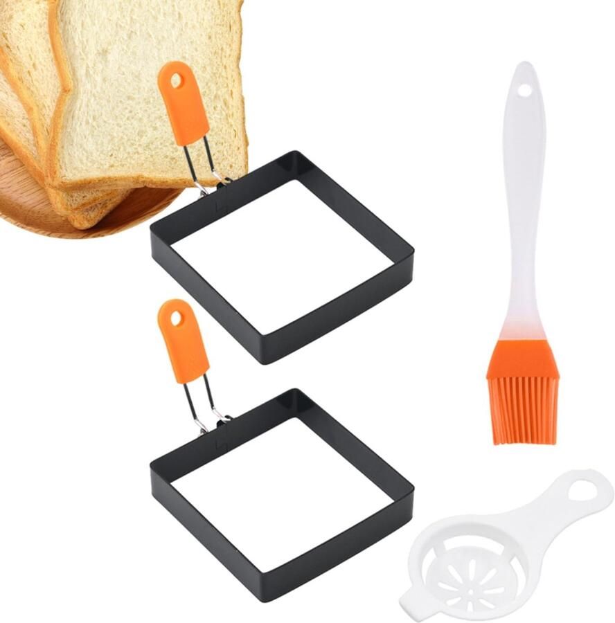 Omelet Vorm Eierring Vormer Ontbijt Maken Vierkante Vorm 10 cm Multicolor