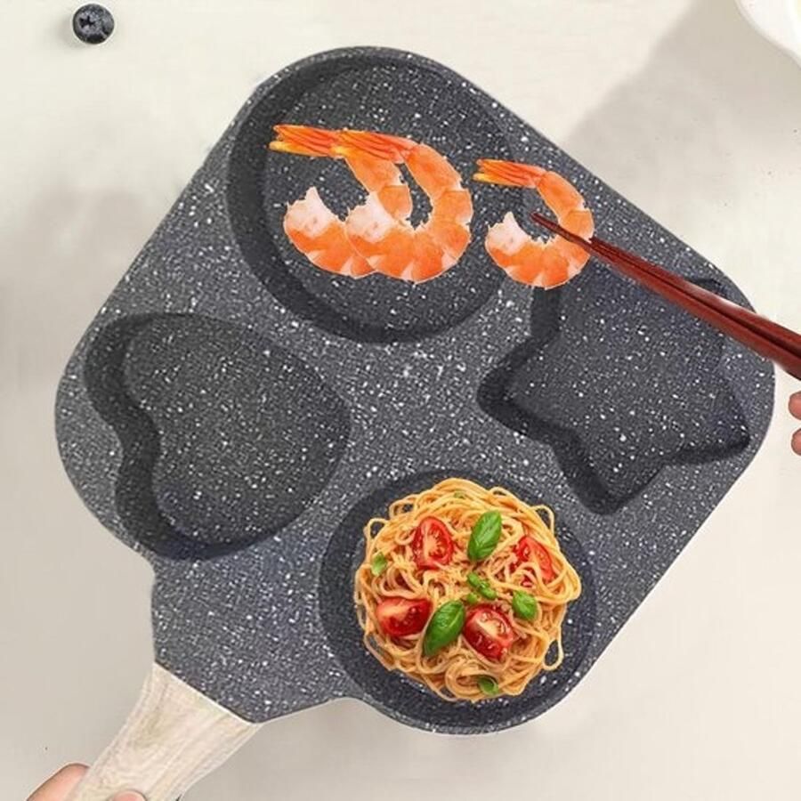 Omeletmaker Pan Ei Kooktool Ontbijt Maken Vier Vormen 19 cm Zwart