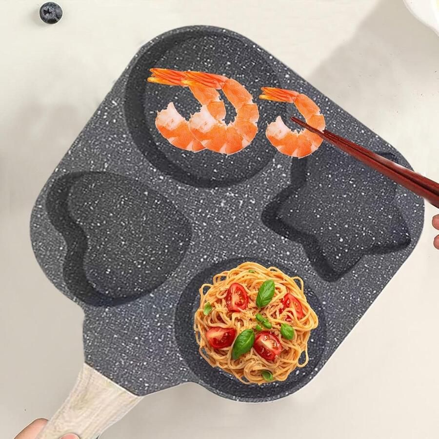 Omeletmaker Pan Ei Kooktool Ontbijt Maken Vier Vormen 19 cm Zwart