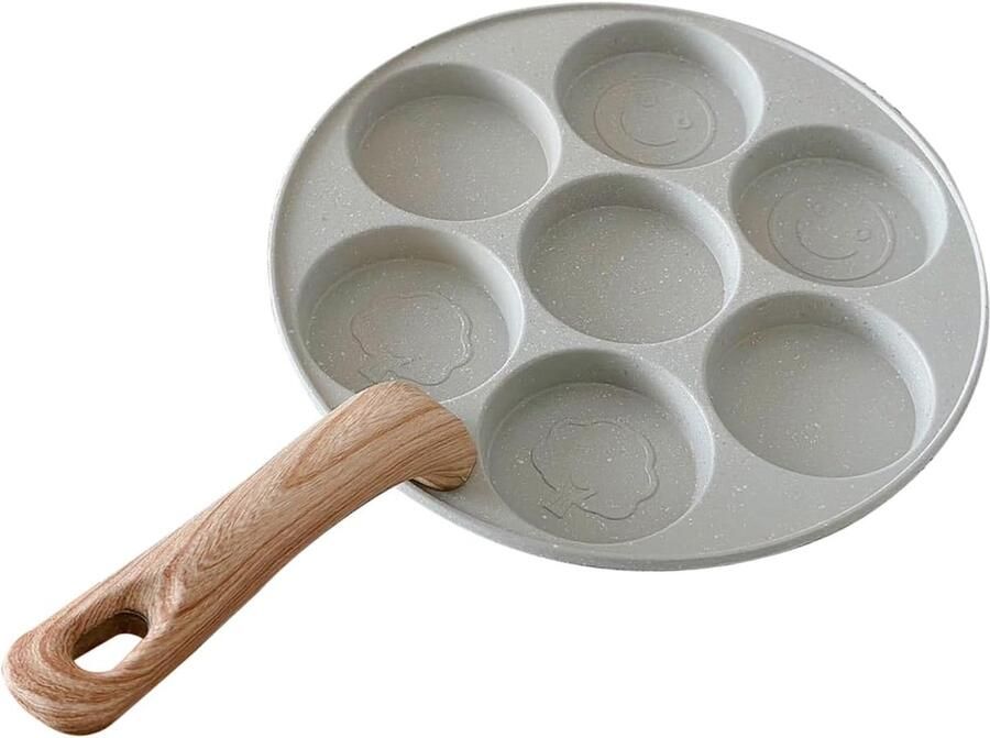 Omeletpan 7 kopjes Koekenpan Ontbijt maken Antiaanbaklaag 7 Kops Wit