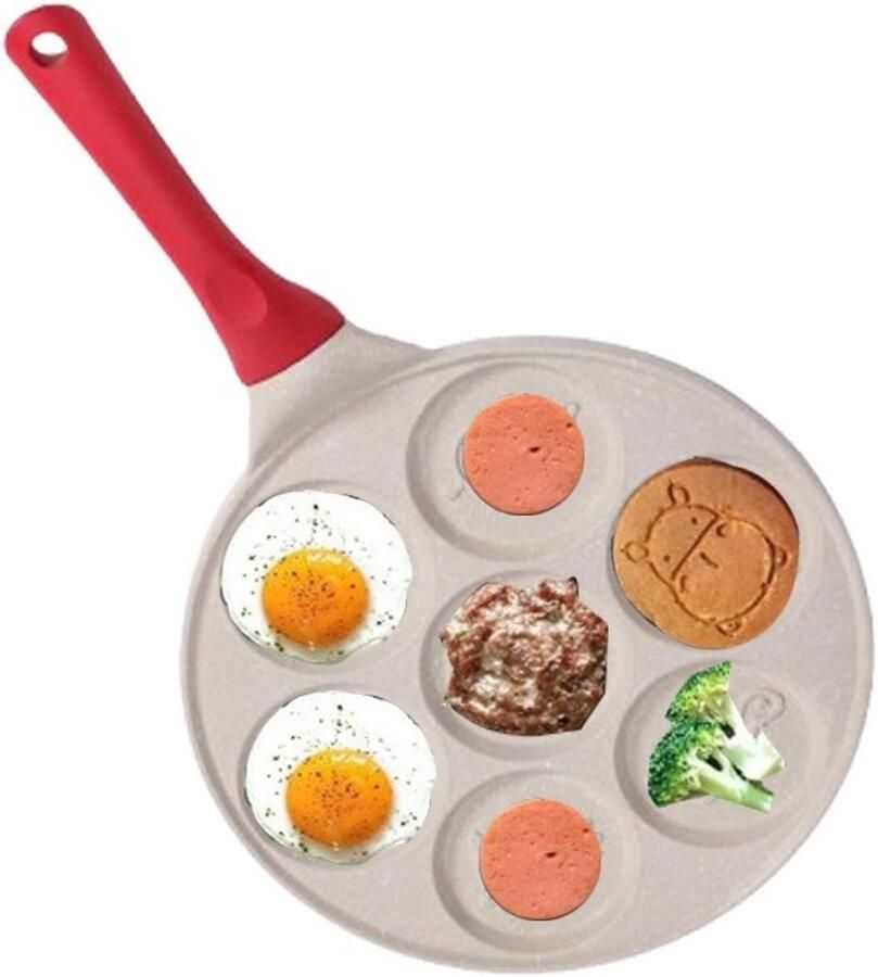 Omeletpan Antiaanbak Eierpan Braadpan Ontbijt Bereiden Natuurlijke Steen Coating 45 x 27 cm Beige