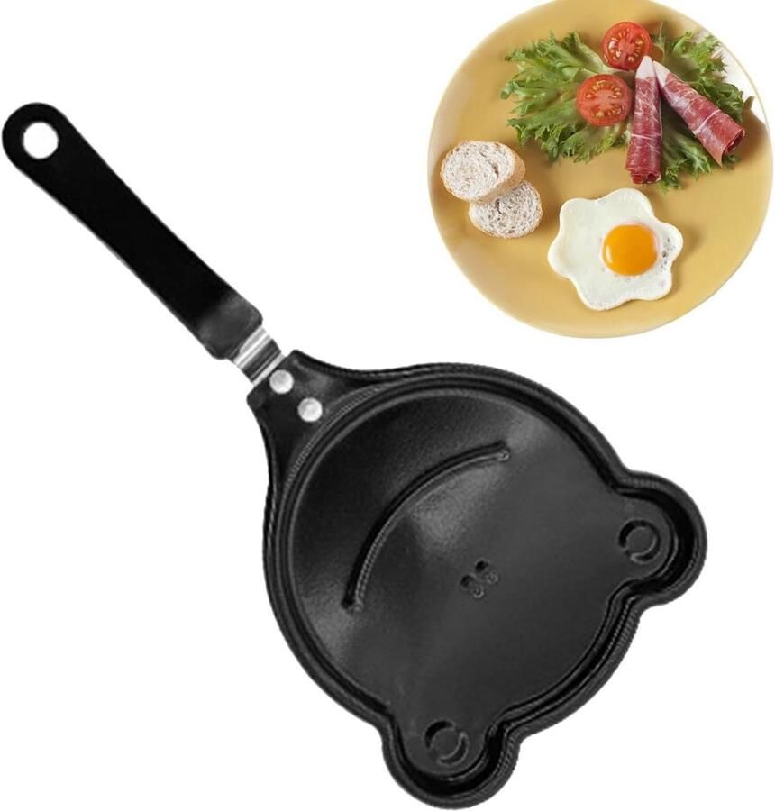 Omeletpan Antiaanbak Koekenpan Ei Ontbijt Maken Gelijkmatige Warmteverdeling 27 x 13.5 cm Zwart