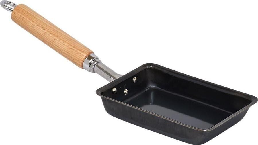 Omeletpan Gietijzer Koekenpan Rechthoekig Ontbijt Maken Anti-aanbaklaag 9 x 14cm Zwart