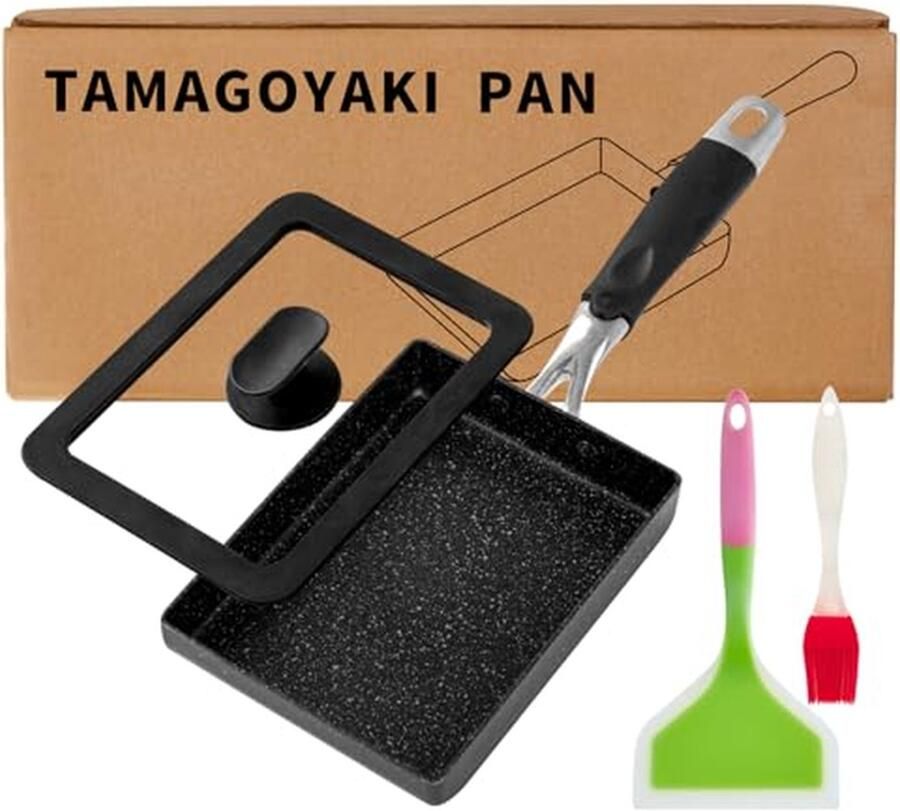 Omeletpan Japanse eierpan Ontbijt maken Antiaanbaklaag 7 x 5 inch Zwart