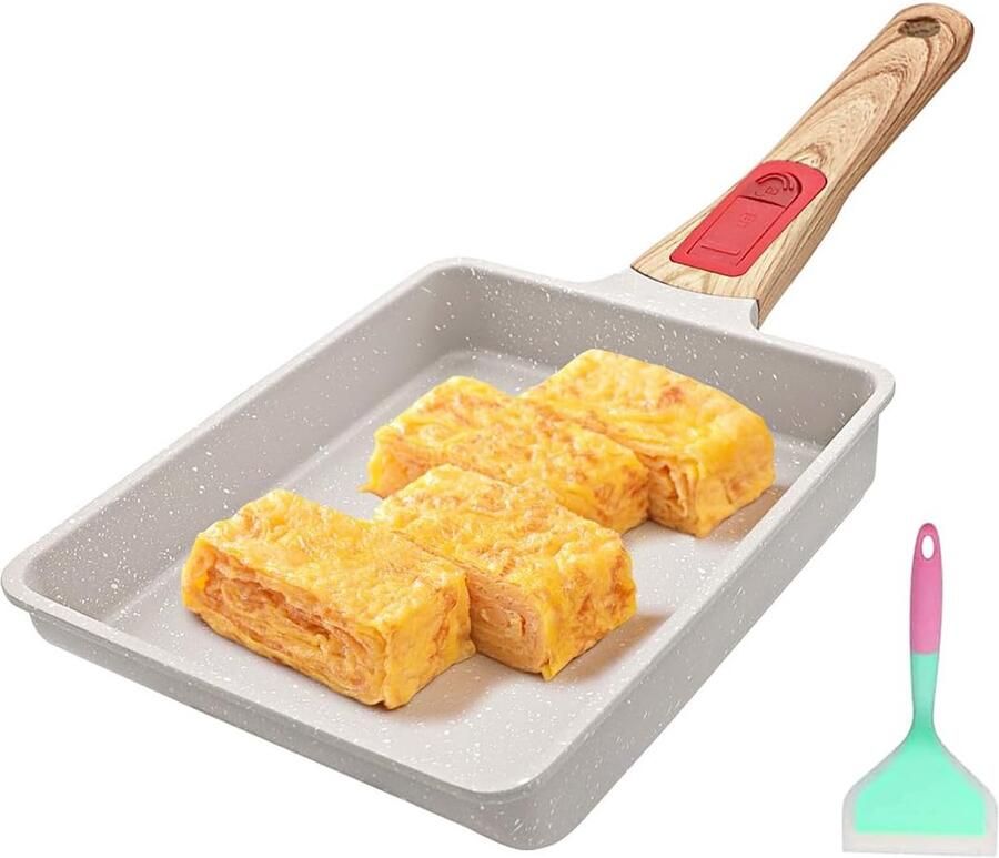 Omeletpan Japanse koekenpan Ontbijt bereiden Afneembare handgreep 19 x 16 cm Wit