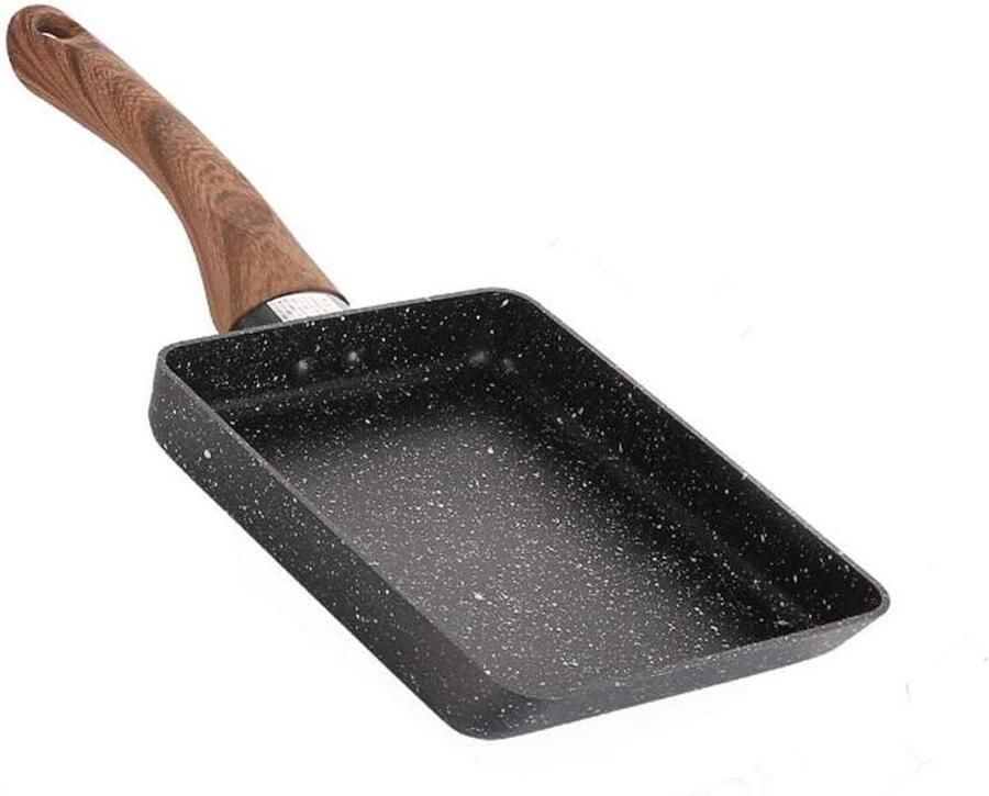 Omeletpan Japanse pan Ontbijt Maken Maifan Steen Coating 16 x 18 cm Zwart