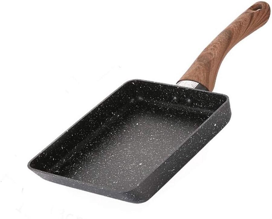Omeletpan Japanse pan Ontbijt Maken Maifan Steen Coating 16x18 cm Zwart