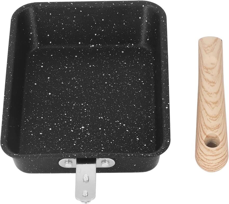 Japanse Omeletpan Koekenpan Vierkant Gezond Ontbijten Antiaanbaklaag 35.5x14.6cm Zwart
