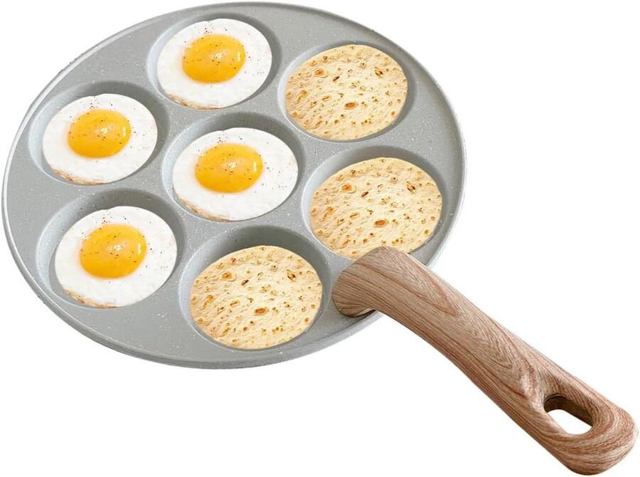 Omeletpan Koekenpan Pannenkoekenpan Ontbijt Koken Antiaanbaklaag 7 cups Wit