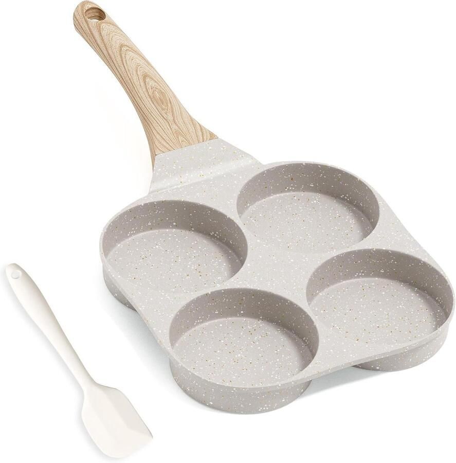 Omeletpan met 4 gaten Eierpan Koekenpan Ontbijt Bakken Antiaanbak Graniet Coating