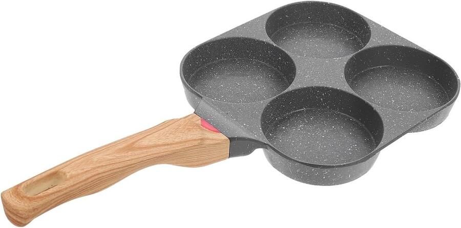 Omeletpan met 4 Gaten Eierpan Koekenpan Ontbijt Bakken Antiaanbaklaag Maifan 37 cm Zwart