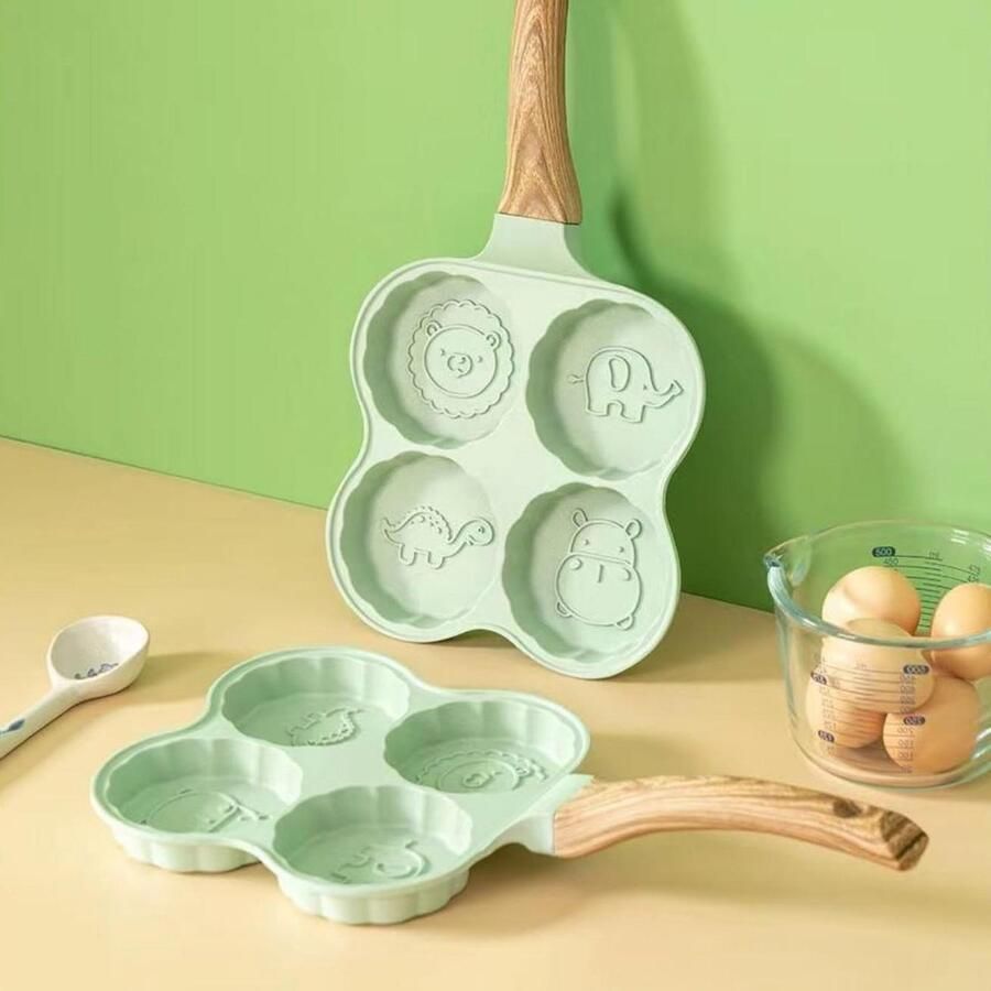 Omeletpan met 4 kopjes Ontbijtpan eieren Ontbijt maken Antiaanbak graniet coating 395 cm lengte Zwart - Foto 2
