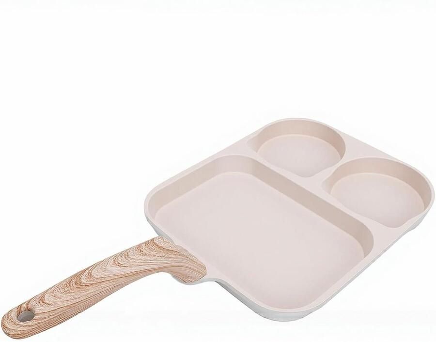 Koekenpan met 4 vakken Omeletpan Ontbijtpan Ontbijt maken Verdeeld ontwerp 38x19 cm Zwart