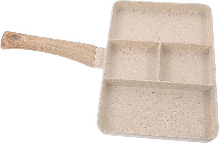 Omeletpan met antiaanbaklaag Ontbijtpan koekenpan Koken met secties Meerdere secties 35 x 27.5 cm Beige