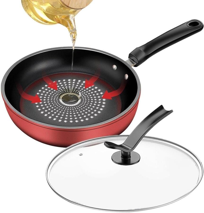 Omeletpan met deksel Ontbijt pan Snelle maaltijden Verbeterde anti-aanbaklaag 26 cm Zwart