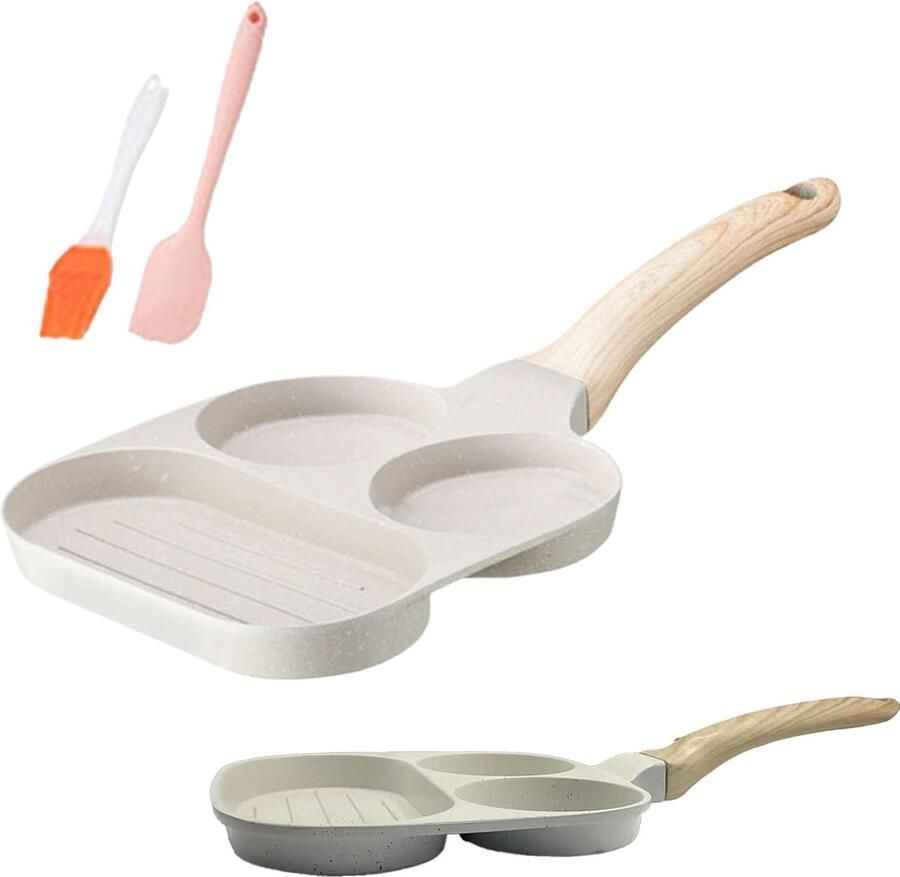 Omeletpan Ontbijtpan Ontbijt Maken Drie Kookzones 19 cm Zwart