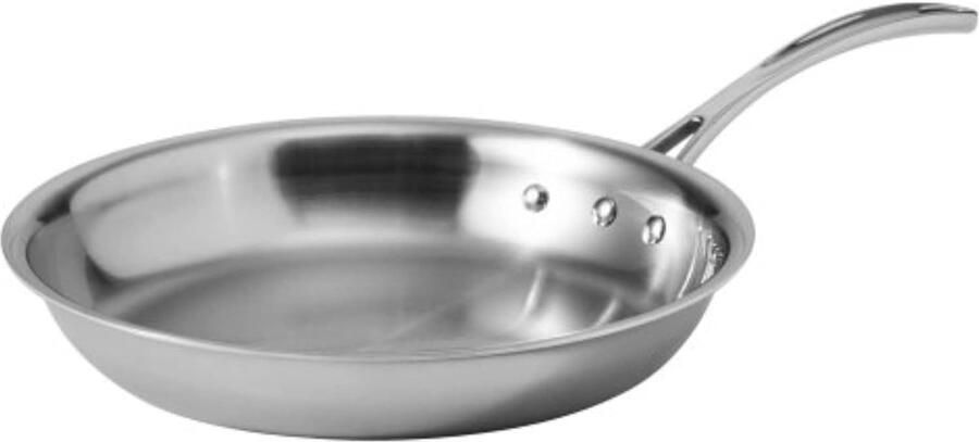 Omeletpan Roestvrij Staal Koekenpan Koopmanspan Omeletten Bakken Drievoudige Constructie 25.4 cm Zilver