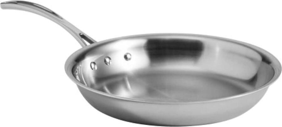 Omeletpan Roestvrij Staal Koekenpan Lekkere Maaltijden Bereiden Drievoudige Constructie 25 cm Zilver
