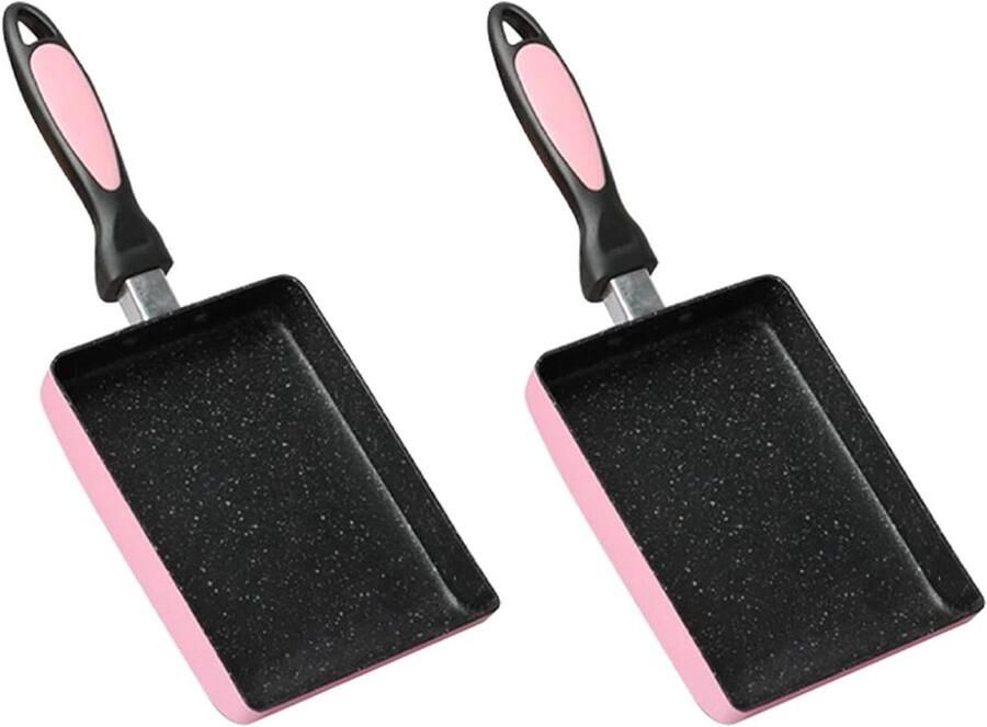 Omeletpan Set Japanse Koekenpan Ontbijt Maken Antiaanbaklaag 2 Stuks Roze