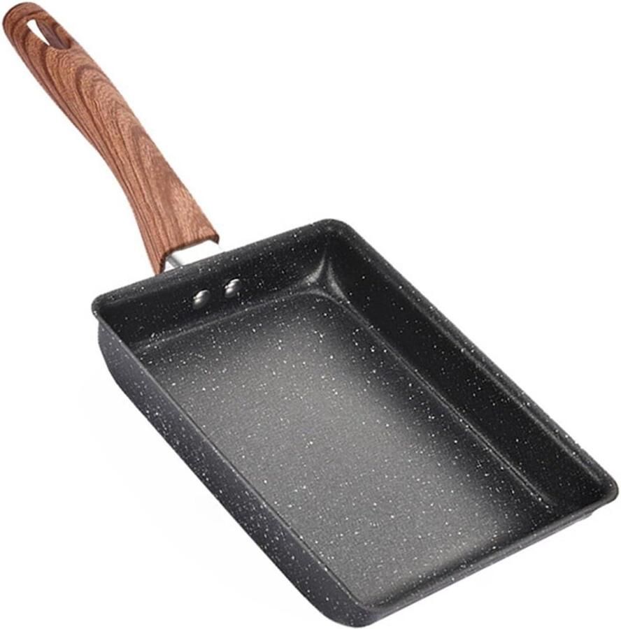 Omeletpan Vierkant Eierpan Koekenpan Ontbijt Maken Antiaanbaklaag 15x19 cm Zwart