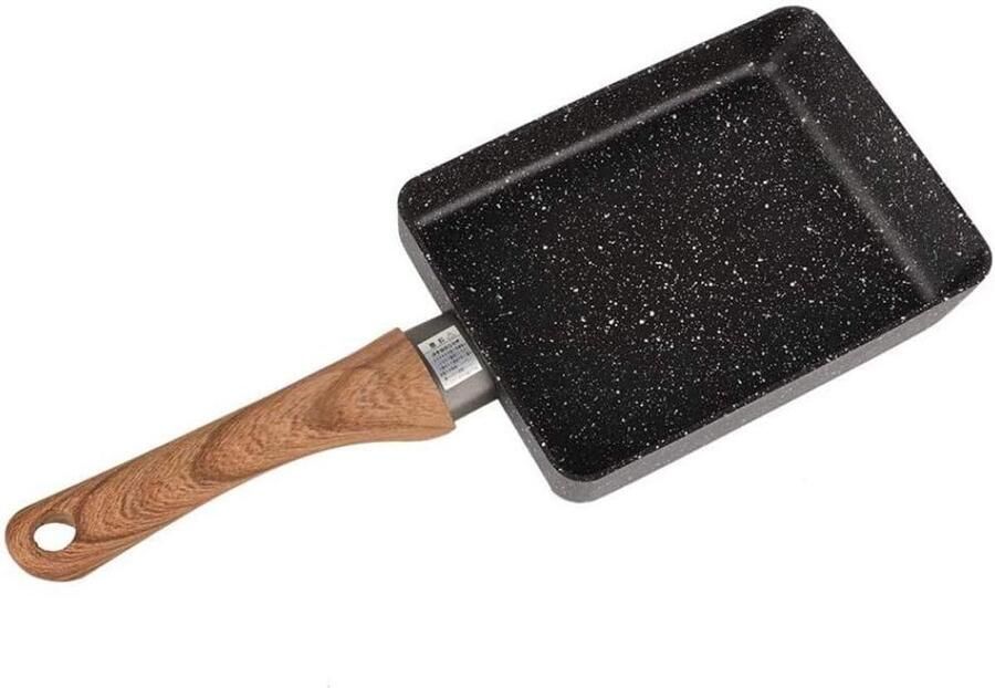 Omeletpan Vierkant Kleine Koekenpan Ontbijt Maken Gietijzeren Pan 35.5 x 13 cm Zwart