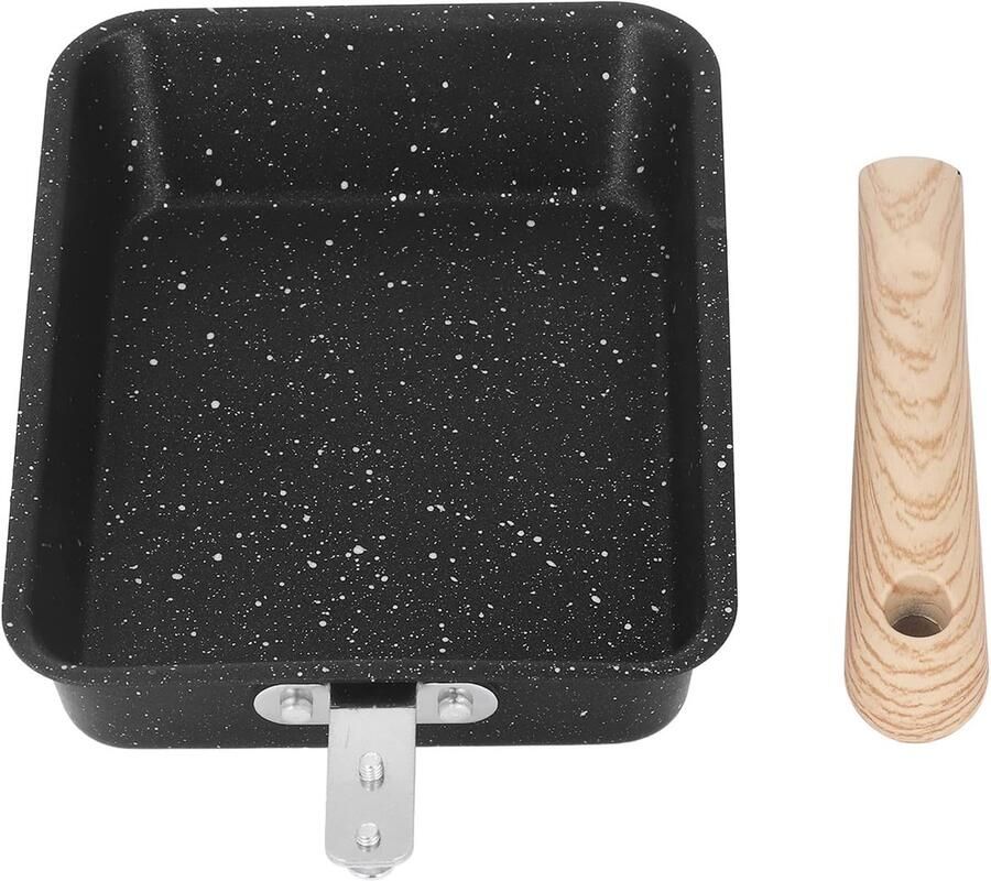 Omeletpan Vierkant Koekenpan Antiaanbak Ontbijt Maken Gelijkmatige Warmte 35.5 cm Lengte Zwart