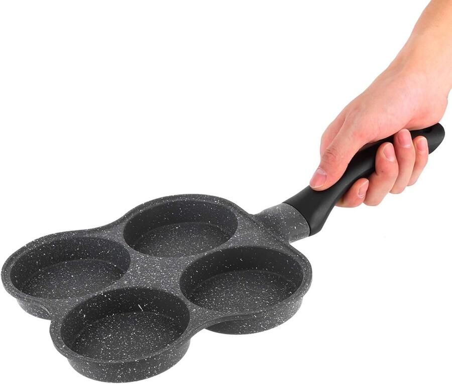 Omeletpan Zwart 4-gaats Antiaanbaklaag Voor Pannenkoeken en Eiergerechten