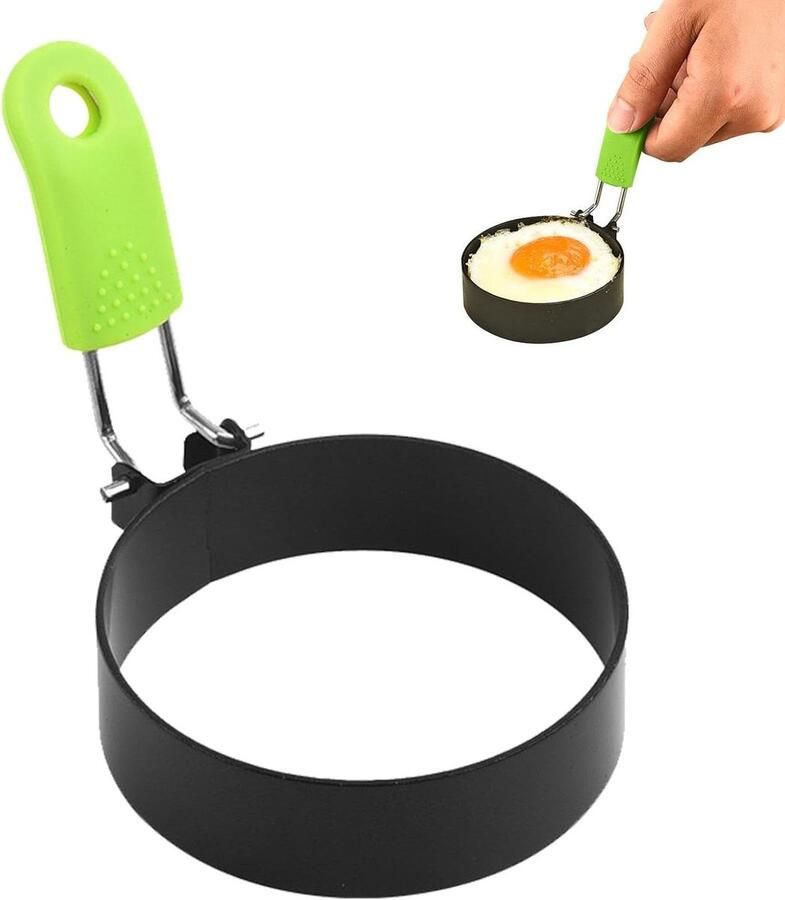 Omeletring Pannenkoekvorm Eierring Ontbijt Maken Opvouwbaar Ontwerp 8 x 8 x 5 cm Zilver