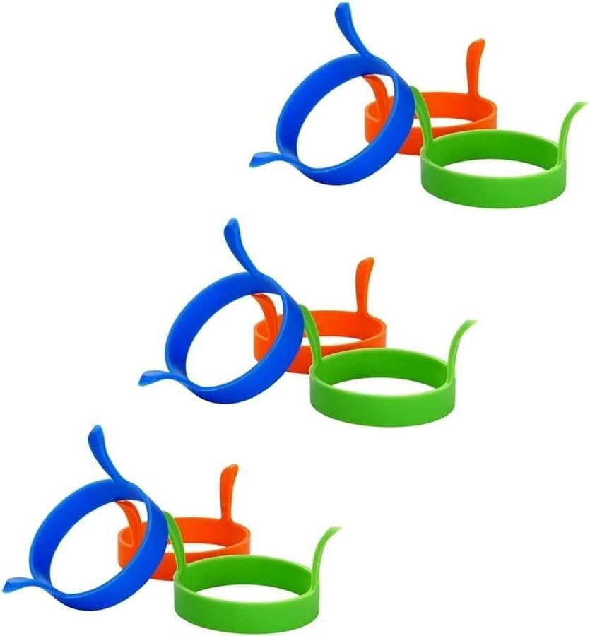 Omeletring Set Eierring Vorm Perfect Ontbijt Anti-aanbaklaag 9 Stuks Meerdere Kleuren