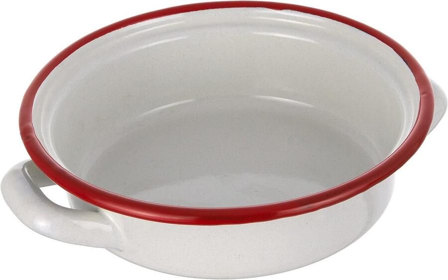 Omeletvorm 14 cm Geëmailleerd Staal in Wit Rood