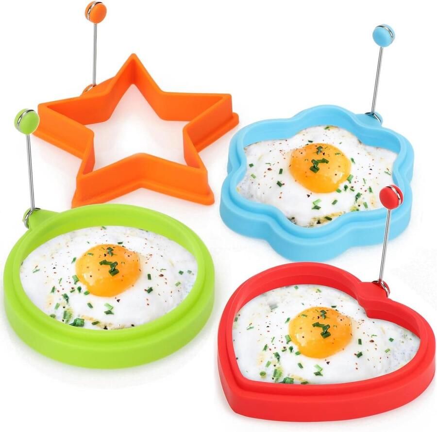 Omeletvormen Set Vormpjes Gebakken Ei Creatief Koken Hittebestendig Handvat 4 Stuks Vrolijke Kleuren