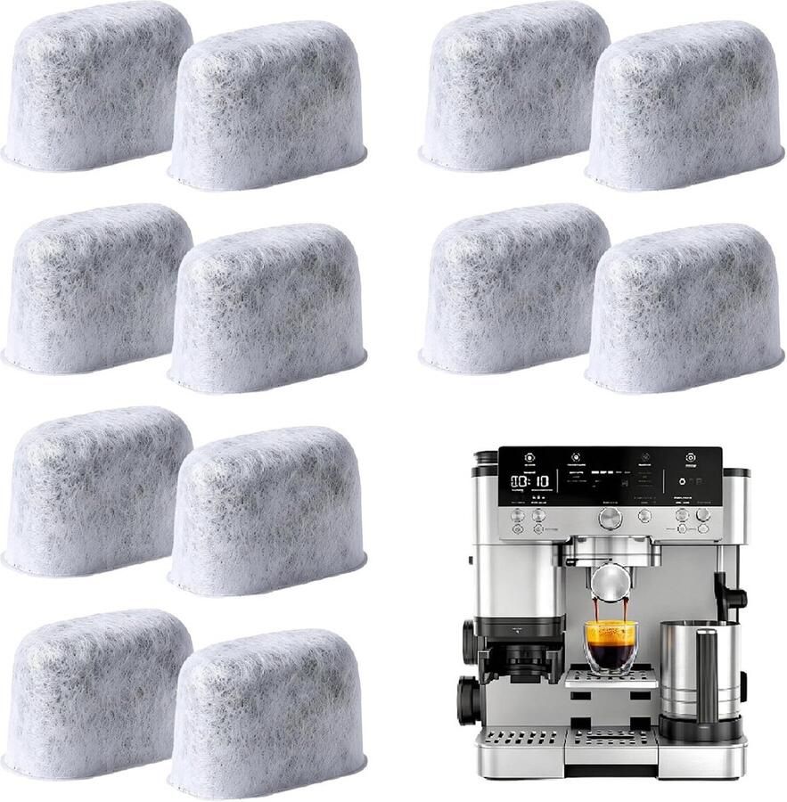 Omgoods 12 Stuks Waterfilter Inserts voor Koffiemachines Actieve Koolfilter