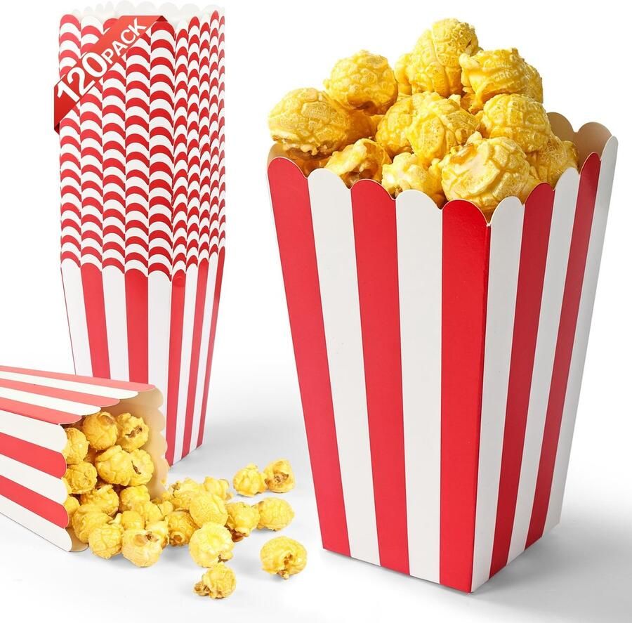 Omgoods 120 Stuks Popcorn Dozen voor Feestjes en Filmavonden