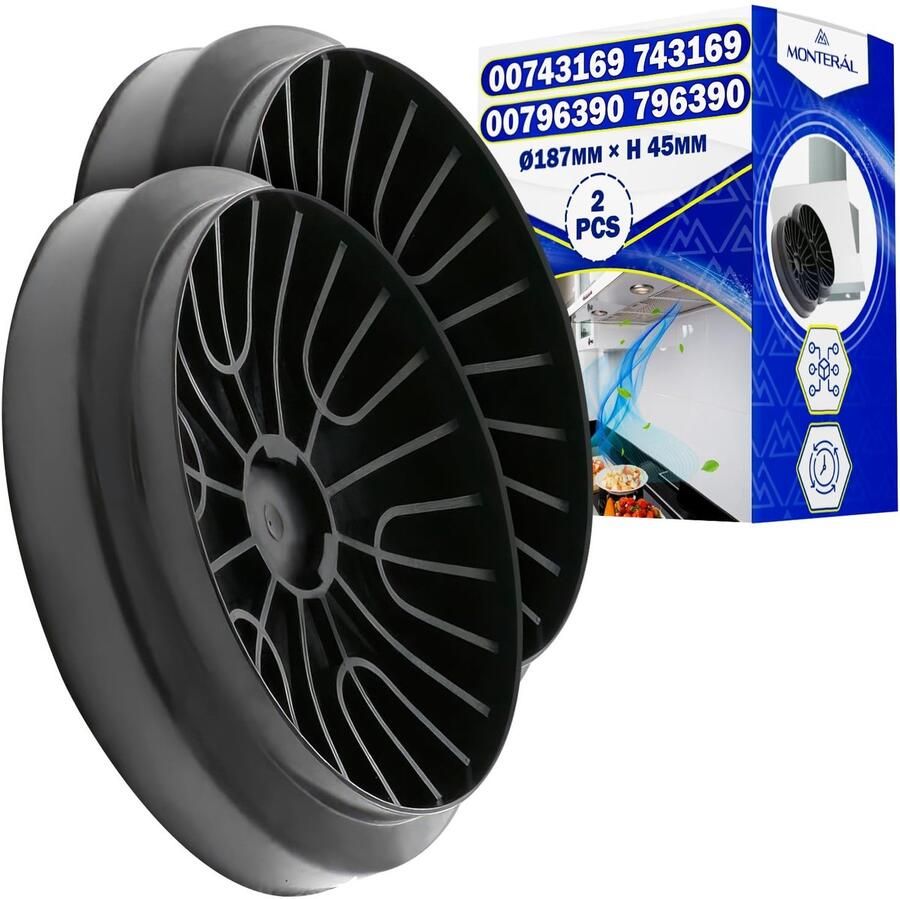 Omgoods 2 Stuks Koolstoffilters voor Afzuigkap Ø187 x H 45 mm Geschikt voor Bosch Neff en Siemens