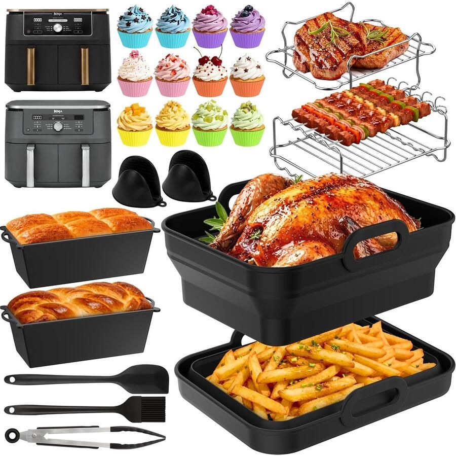 Omgoods 27 Stuks Siliconen Vormen voor Air Fryer 8 5-9 5L
